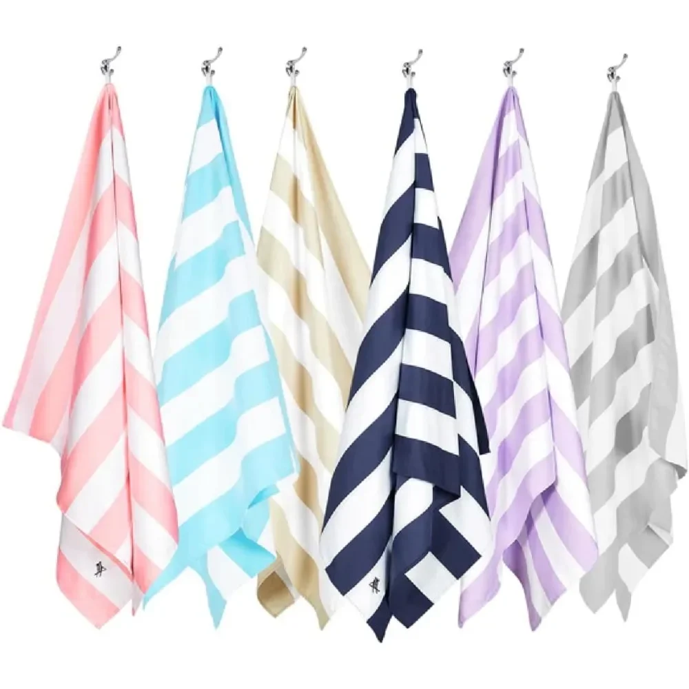 

Beach Towel - Quick Dry, Sand Free - Compact, Lightweight 100% Recycled - Includes Bag Cabana Set of 6 Large