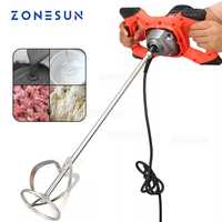 ZONESUN  Electric Cement Mixer Stirrer Adjustable 6-Speed Handheld Concrete Mixer for Mortars Paint Mud Grout