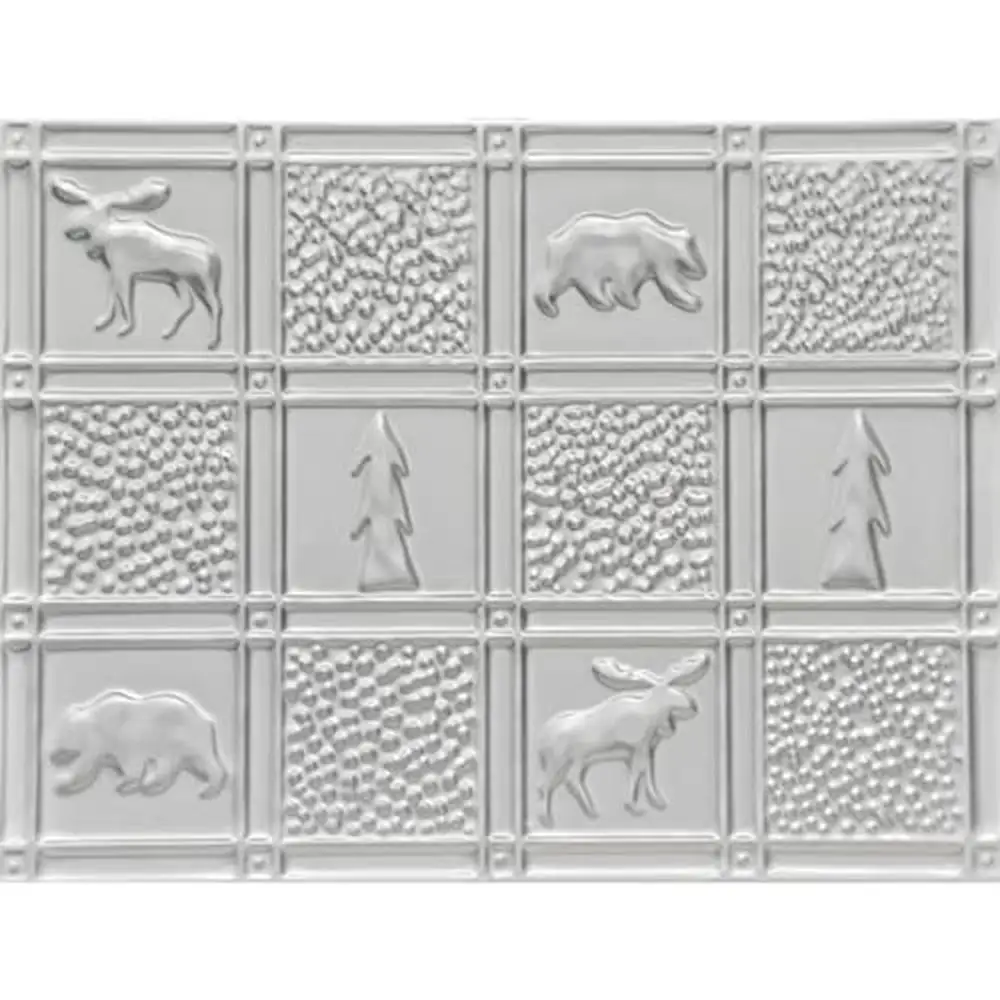 

Gwen's Cabin Metal Tin Wall Backsplash Tile 28 sq. ft Pack of 12 Recycled USA Steel Powder Coated Traditional Design Nail-Up