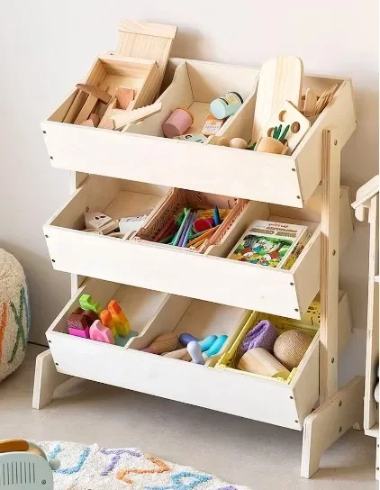 Factory Wholesale Modern Wooden Montessori-Inspired Toy and Book Organizer Room Shelf Bookcase Kid Shelf