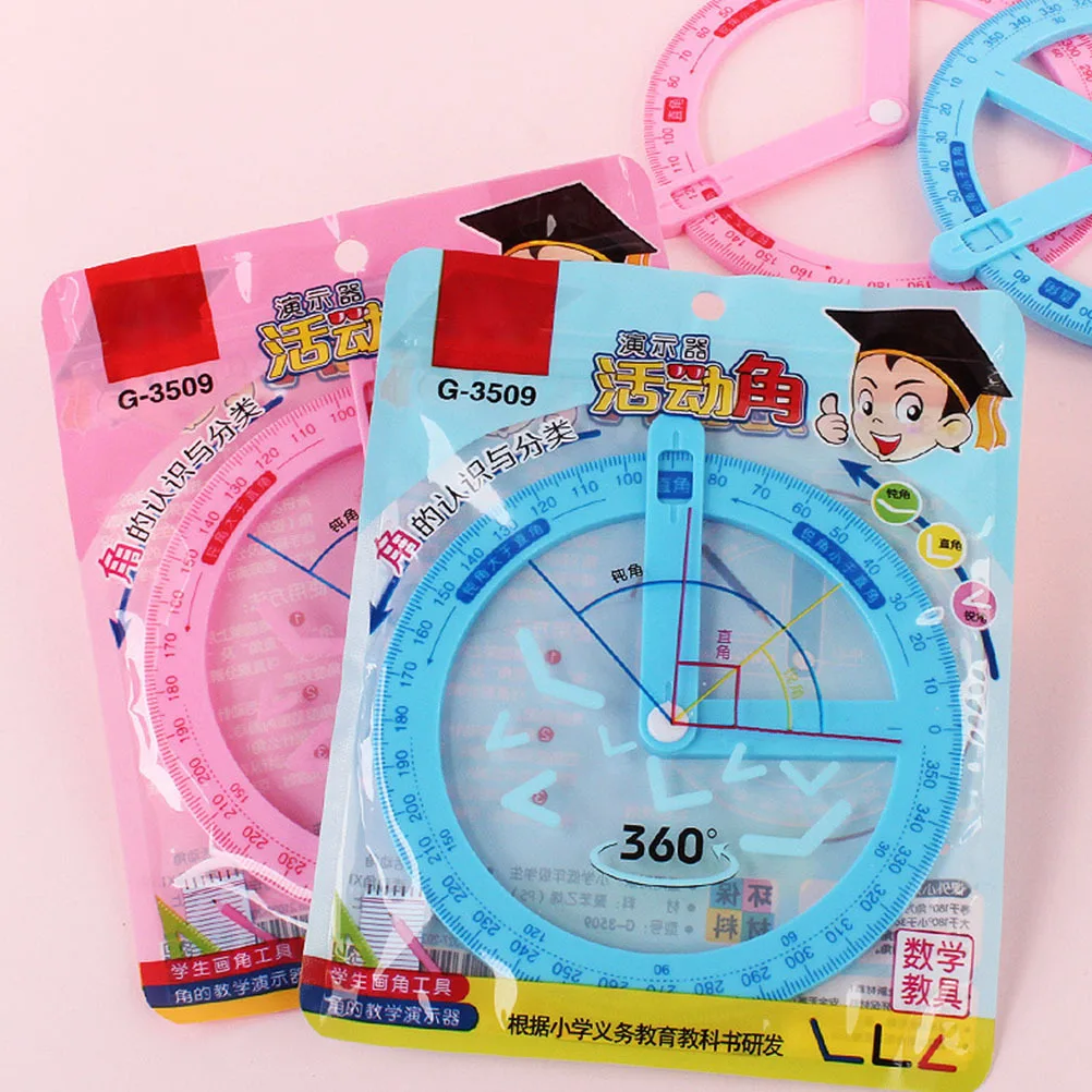 

3pcs Plastic 360 Degree Protractor Rotary Math Teaching Tool For Students Angle Learning Swing Arm Clear Scale School Supplies