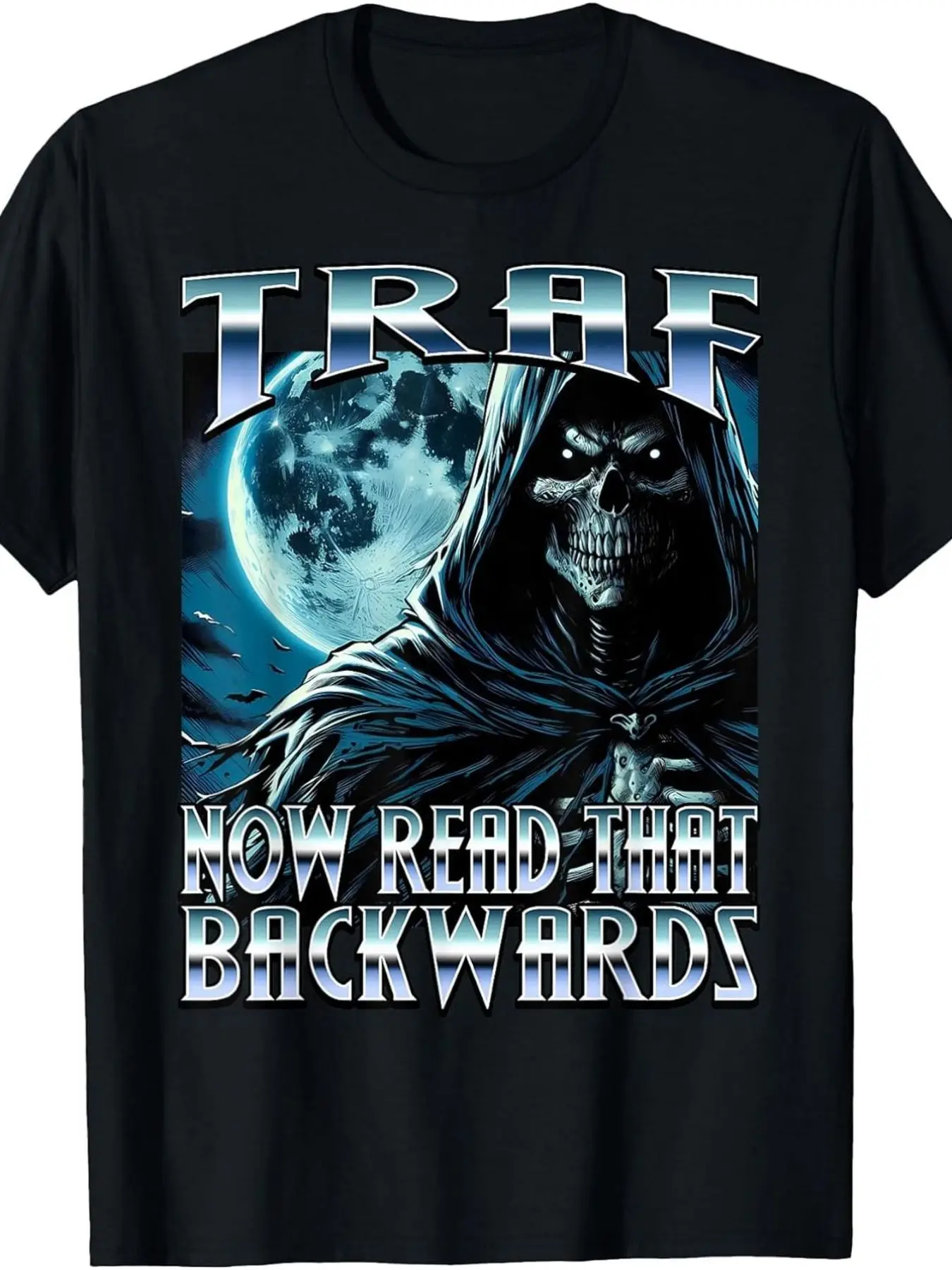 TRAF Now Read It Backwards Palindrome Humorous Wordplay T-Shirt - Vintage Relaxed Fit Comfortable Tee Ideal For Celebrations, Pr