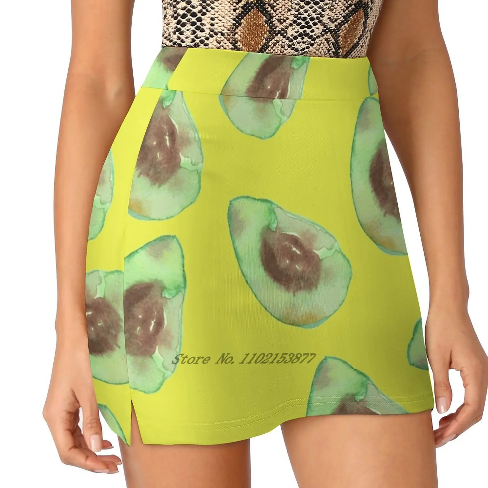 Avocado Mania Summer Women's shorts Skirt 2 In 1 Fitness Yoga Skirt Tennis Skirts Pattern Textile Design Aguacate Avocado