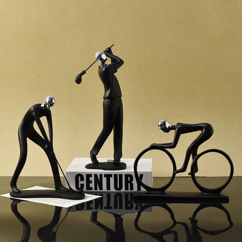 

Modern Abstract Resin Bicycle Rider Decoration Statue Athlete Statue Tennis Art Office Mini Decoration