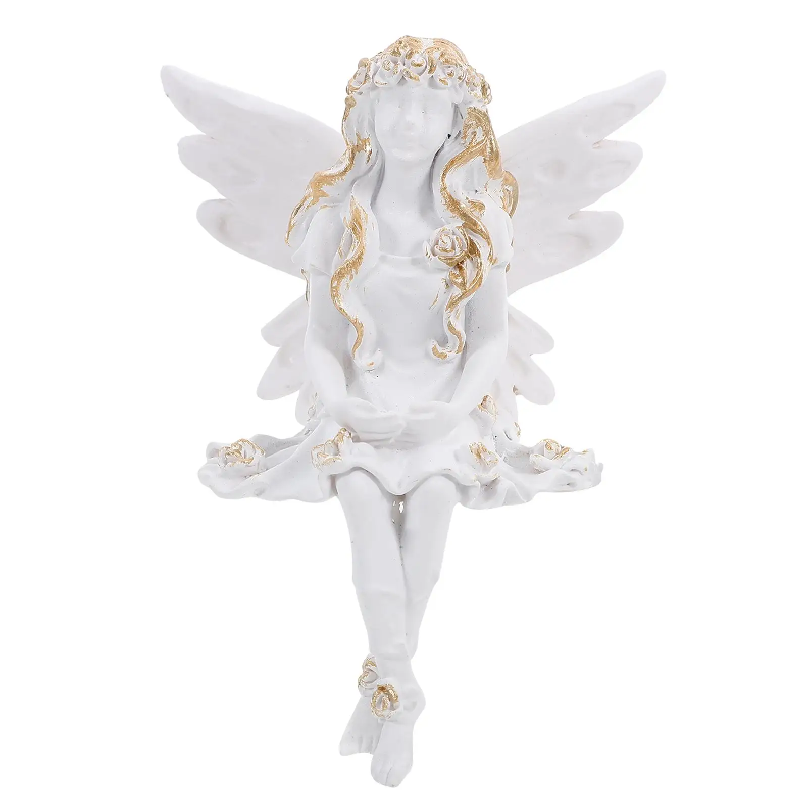

Resin Statue Ornaments Angel Figurines Flower Fairy Decor Home Garden Wedding Detailed Fantasy Design Durability