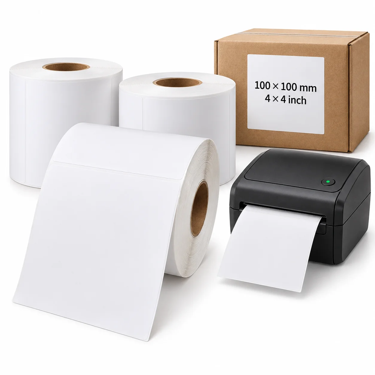 100x100mm 100x150mm Thermal Postage Shipping Label Paper Perforated Compatible for Thermal Printer Clear Printing Invoice Tag