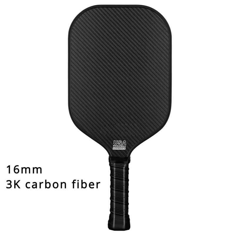 16MM Pickleball Paddle 3K Carbon Fiber Surface PP Honeycomb Core Enhanced Power Anti-Slip Hand Grip Paddle