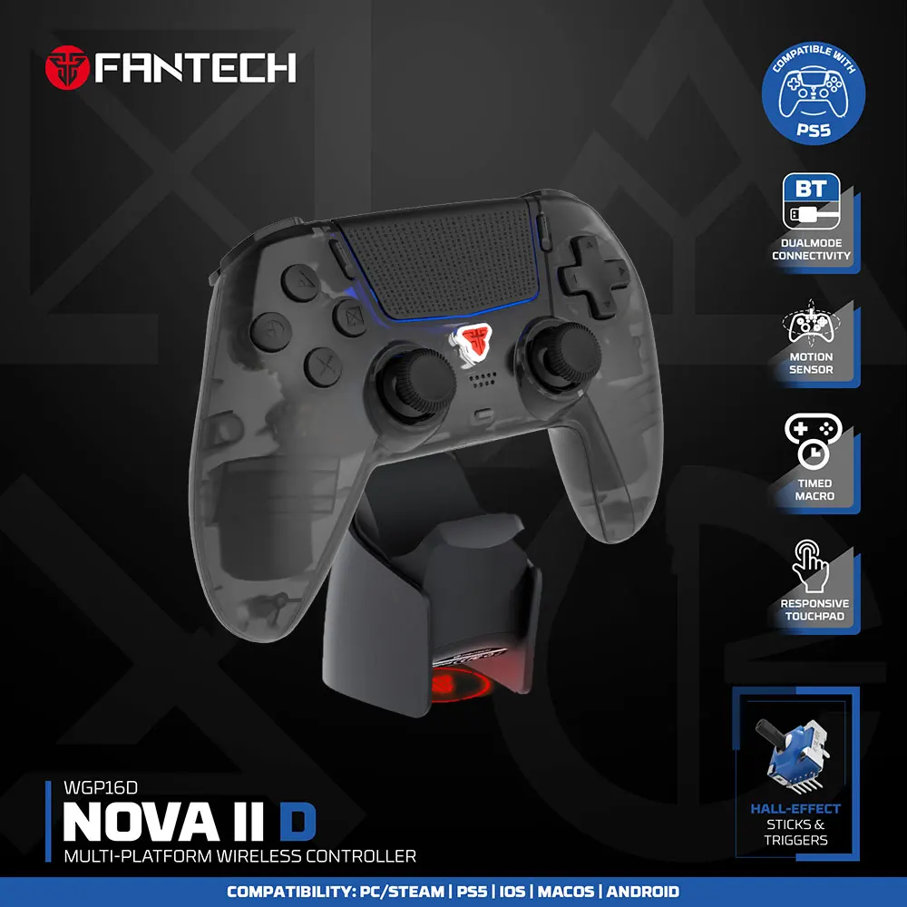 FANTECH NOVA IID WGP16D Wireless Game Controller for PS5 Hall Joystick and Trigger Built-in Gyro Sensor and Speaker Gamepad