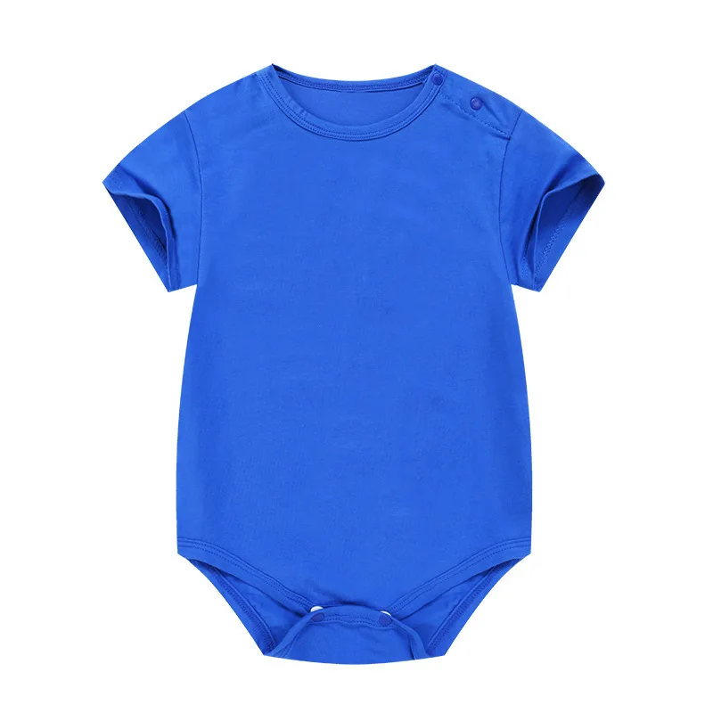 0-24M Baby Solid Cotton Shoulder Button Short Sleeve Triangle Rompers Girls Blank Jumpsuit Breathable Toddler Boys Bodysuit