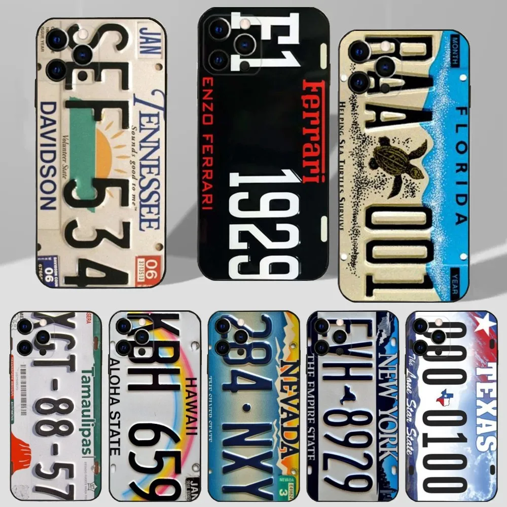 

Funny License Plate Number Phone Case For iPhone 16,15,14,13,12,11 Plus,Pro Max,XS,X,XR,SE,Mini,8,7 Soft Silicone Black Cover