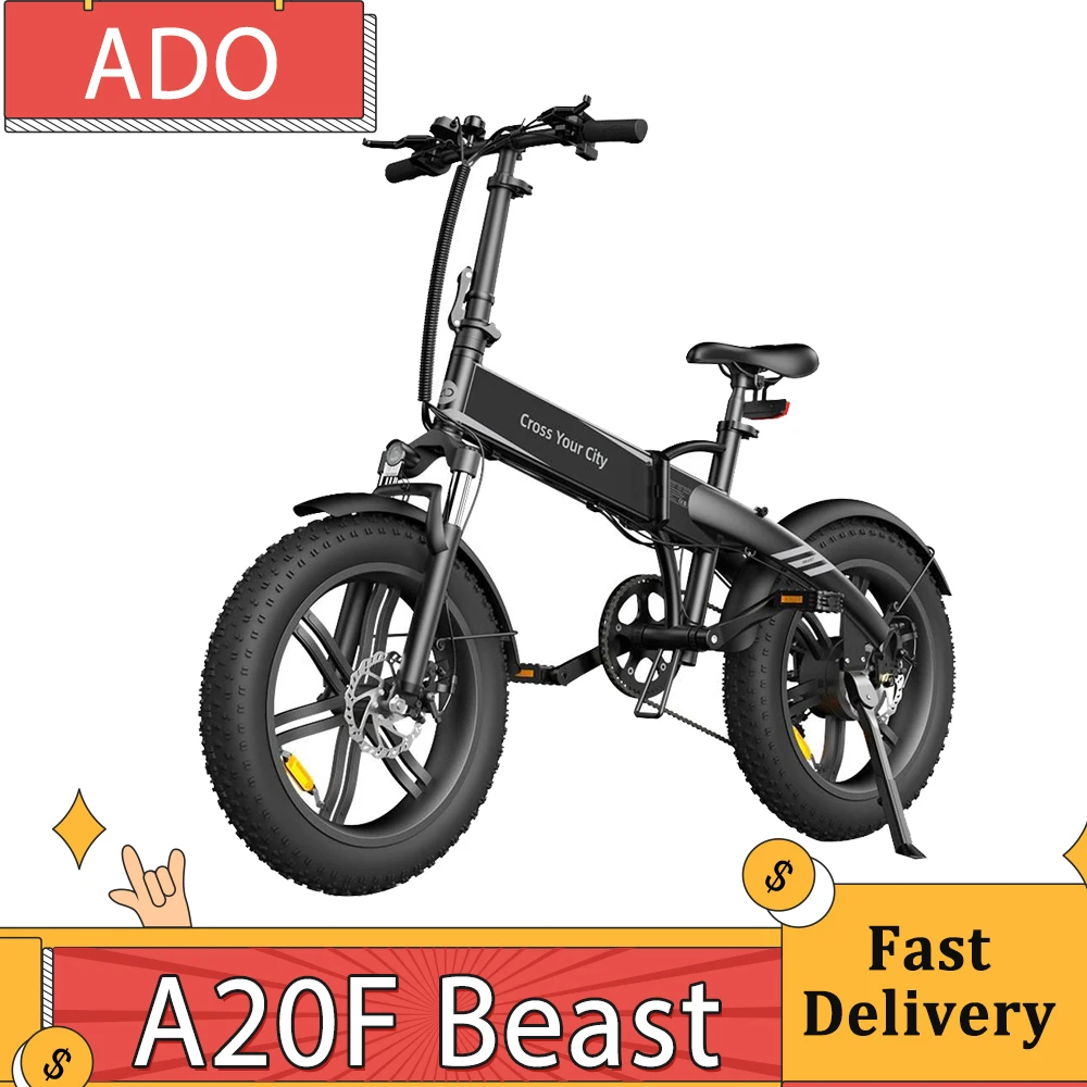 ADO A20F Beast Foldable Electric Bike 20*4.0 Inch Fat Tire 250W Motor 25Km/h Speed 36V 14.5Ah Battery 120KM Range Torque Sensor