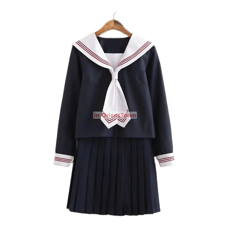 Uniforme escolar japonés coreano para niñas, traje de manga larga para estudiantes, disfraz de marinero de estilo universitario Naval para mujer