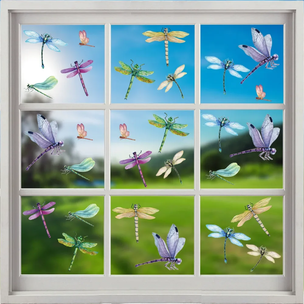 Cartoon ins Wind Dragonfly Glass Decal Sticker Electrostatic Sticker Window Decoration Window Tile Sticker