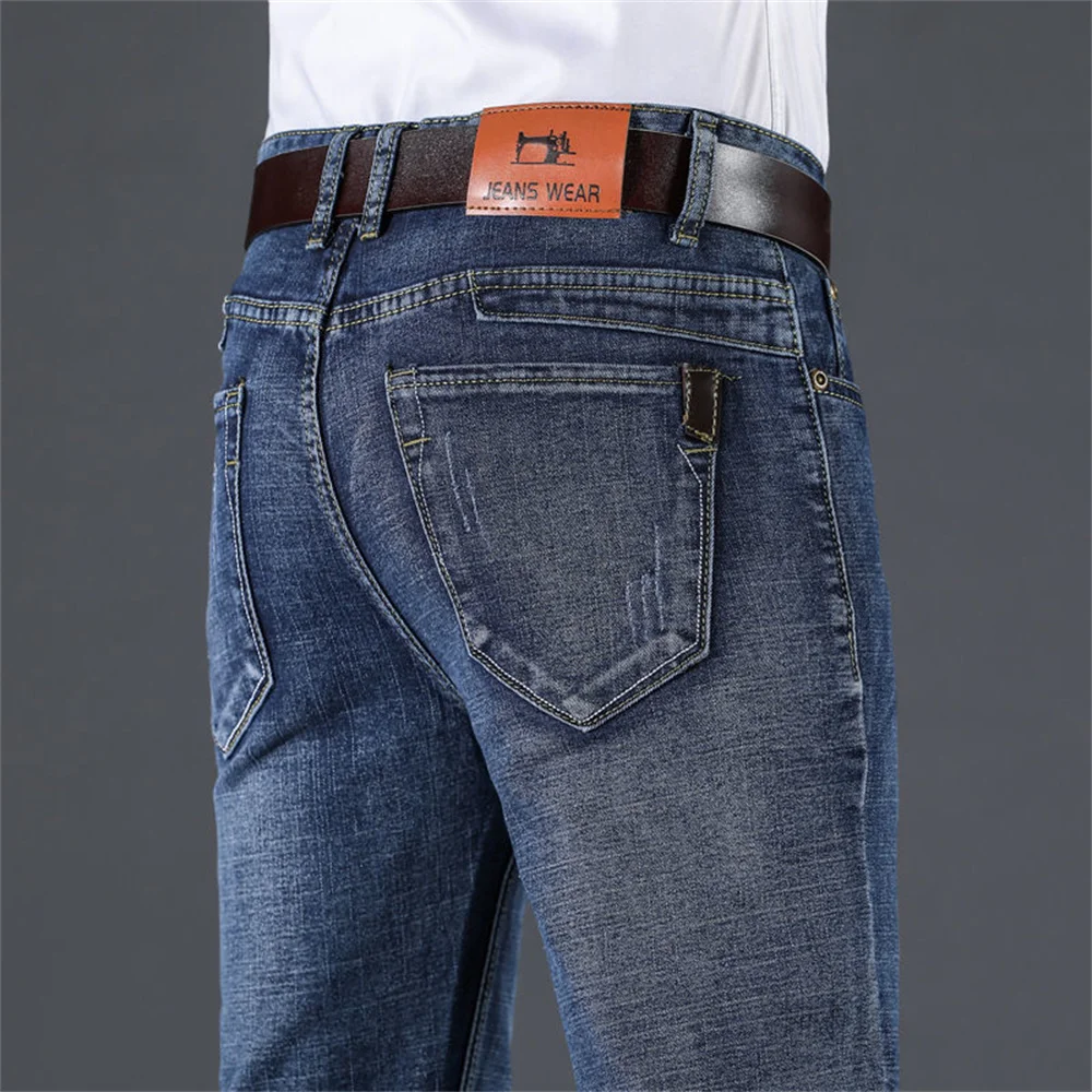 Klassische Stil Männer Marke Jeans Business Casual Stretch Dünne Denim Hosen Blau Schwarze Hose Männlichen cargo hosen männer jeans hosen