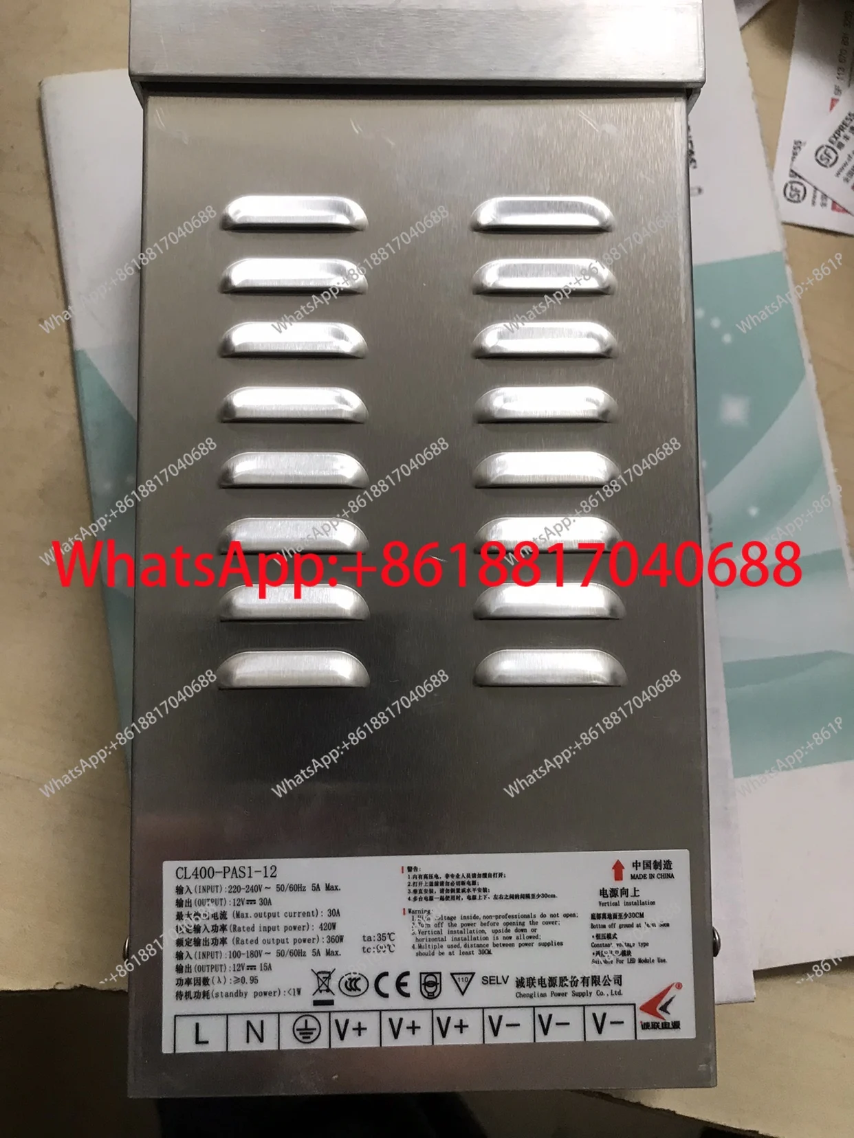 

Непромокаемый источник питания 400 Вт, 12 В CL400-PAS1-12, 30 А, полуклеевой бесшумный источник питания с 3C CE