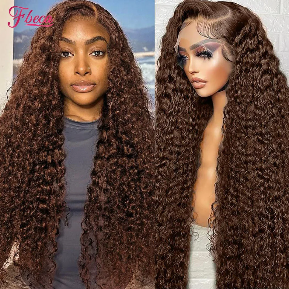 Chocolate Brown Lace Front Wigs Human Hair 13x4 HD Transparent Lace Kinky Curly Human Hair Wig Pre Plucked with Baby Hair