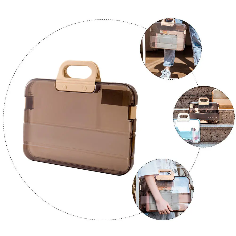 

1 шт. Коробка для хранения файлов формата А4, кофейного цвета, премиум-класса, органайзер для документов, портативная папка для файлов, настольный держатель для бумаг, коробка для хранения документов