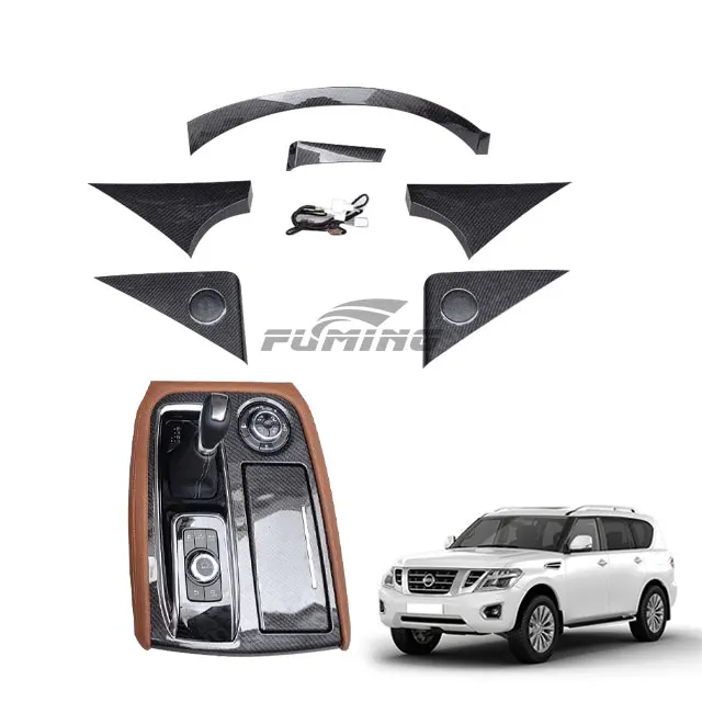 

23 Style Luxury Interior Car Parts PATROL With Modified Central Control Gearbox Panel Peach Wood Decorative Panel Design