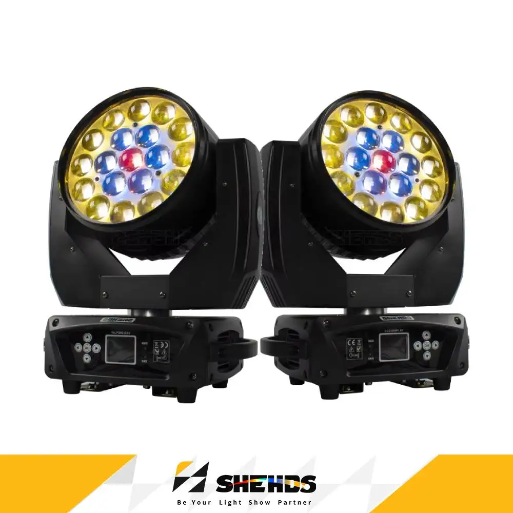 

Светодиодный прожектор SHEHDS LED Wash 19x15W Zoom RGBW в кейсе для транспортировки, вращающаяся голова для освещения дискотек, баров, ночных клубов, свадеб, Рождества, театров