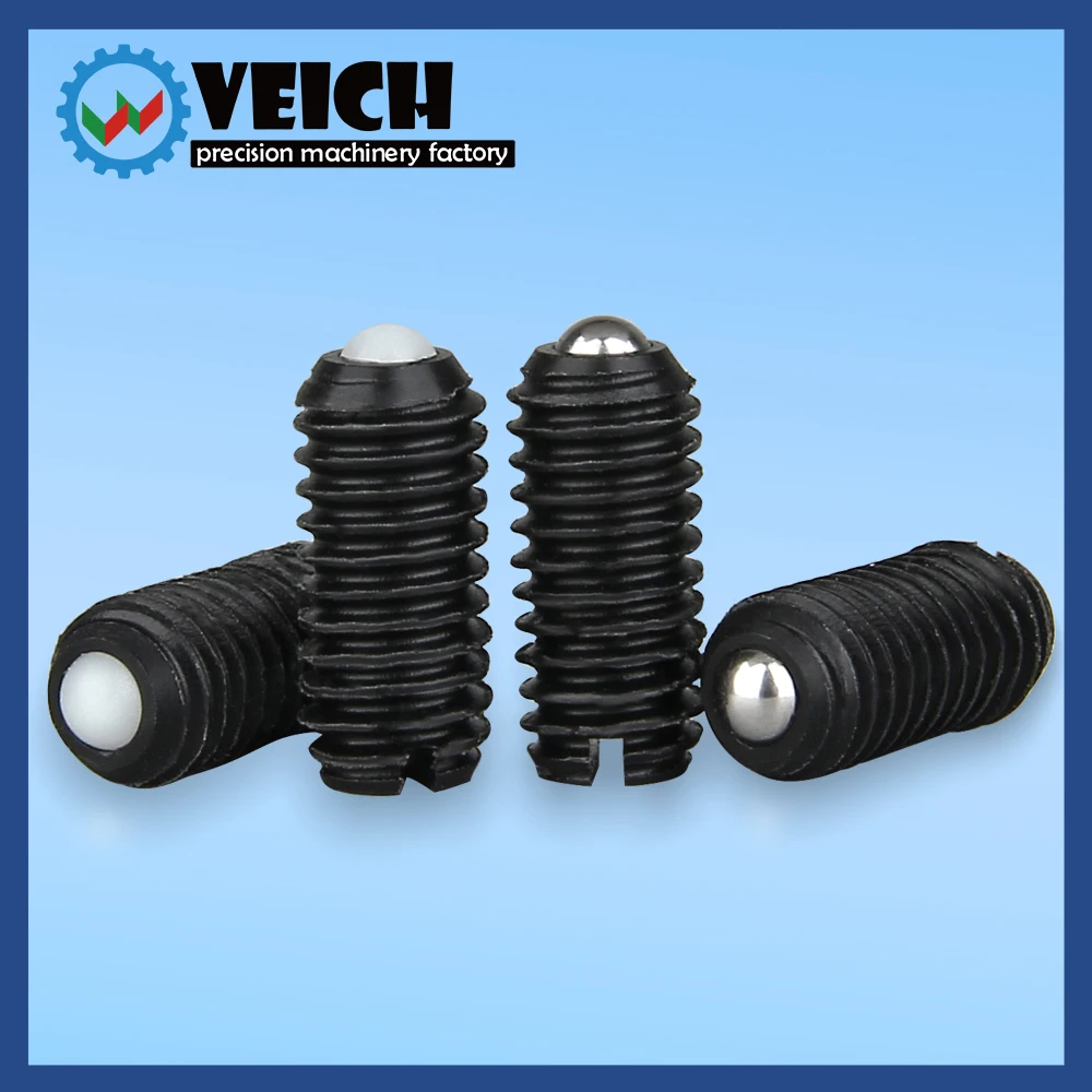 VCN424  5pcs M6/8/10mm Stainless Steel Spring Load Slot Screw Plungers Black/White Plastic Thread Ball Plungers