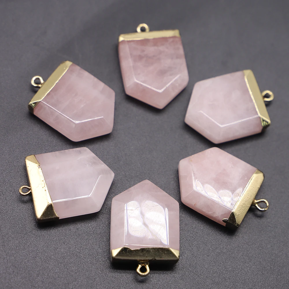 Natural Stone Arrow Pendant Gold Necklace Green Aventurine Rose Quartz Turquoise Reiki Charm DIY Accessories Jewelry Making 6Pcs