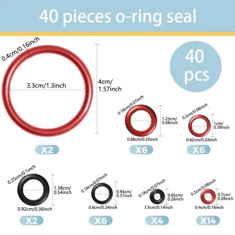 A69T القهوة O-حلقة الختم O-حلقة صيانة 40 قطعة استبدال مجموعة لدعم صمام صمام البخار منفذ صمام ل SAECO Compati #5