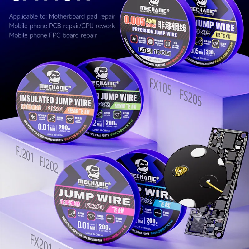 

Ультратонкий нелакированный медный провод FX105, прецизионный ремонтный кабель для проводки экрана телефона, материнская плата, печатная плата, ремонт летающей линии процессора