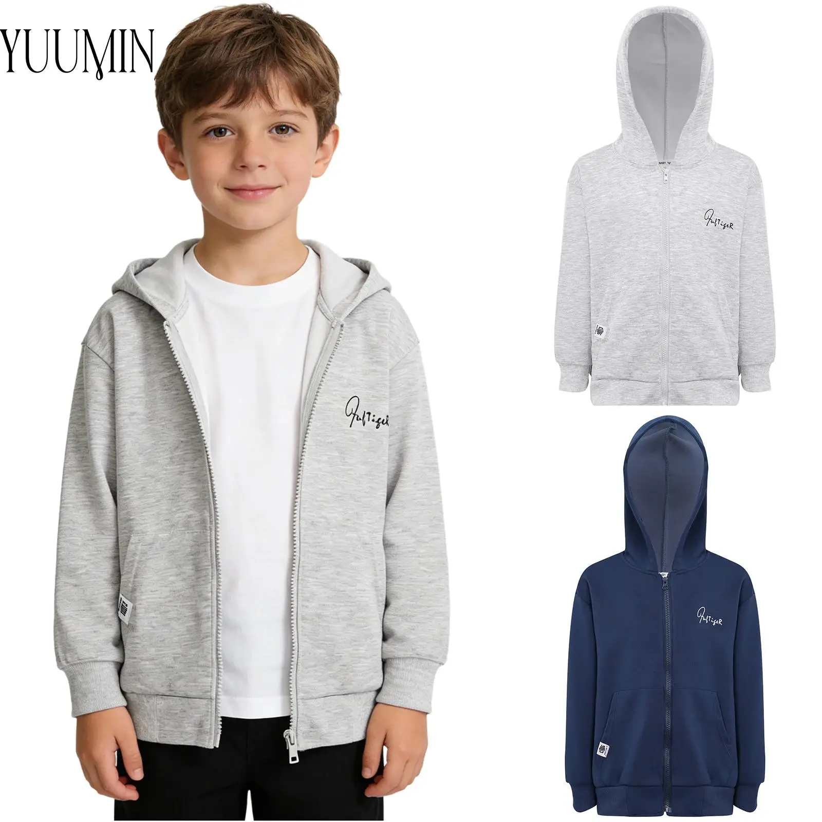 

Kids Boys Letter Print Zipper Hoodie Sports Tops Outdoor Running Exercise Clothes Long Sleeve Hooded Sweatshirt Jacket Outerwear