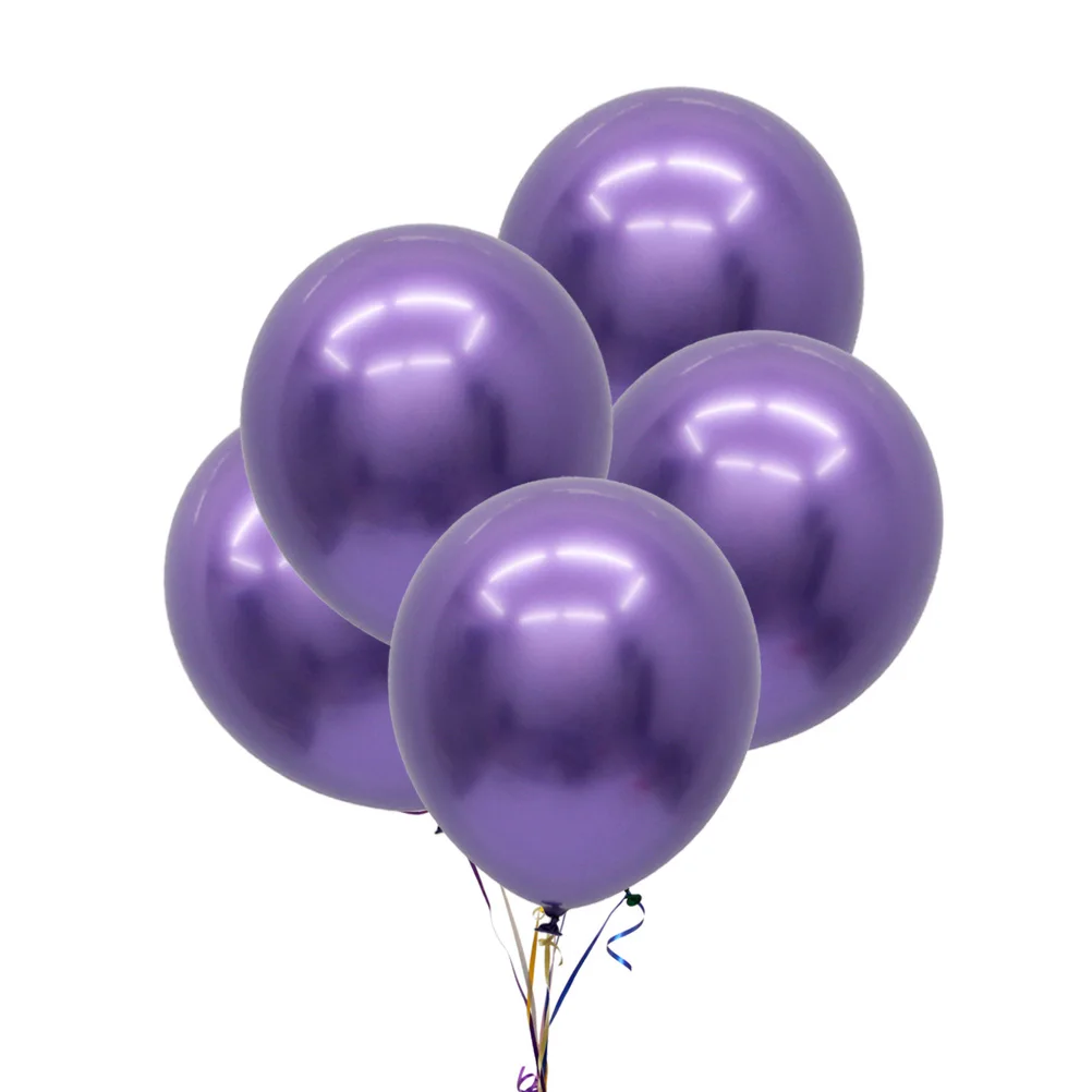 

5pcs 12Inch Latex Balloons Metallic Pearl Wedding Birthday Party Decoration Deep Purple Non Toxic Premium Safe Indoor Outdoor