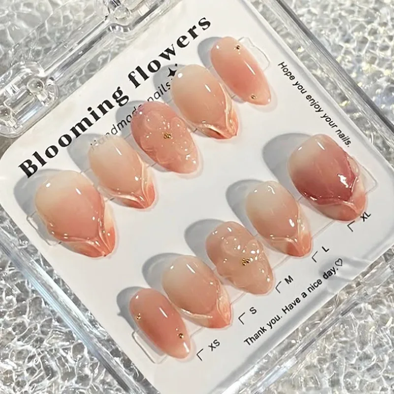 vitagwx-30-unidades-de-unhas-posticas-francesas-em-formato-de-amendoa-cobertura-total-unhas-decoradas-com-flores-3d-unhas-falsas-reutilizaveis