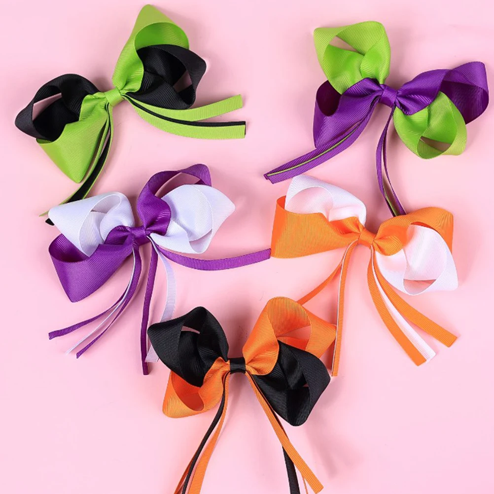 

5pcs Halloween Clips Lovely Bow Barrettes Cute Accessories Stylish Hair Styling Clips For Bowknot Hair
