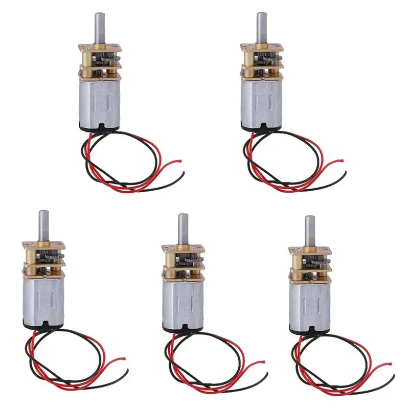 AS94-20Pcs N20 Mini Micro-Metal Gear Motor With Gearwheel DC Motors 60RPM Slow Speed Full Metal Reducer