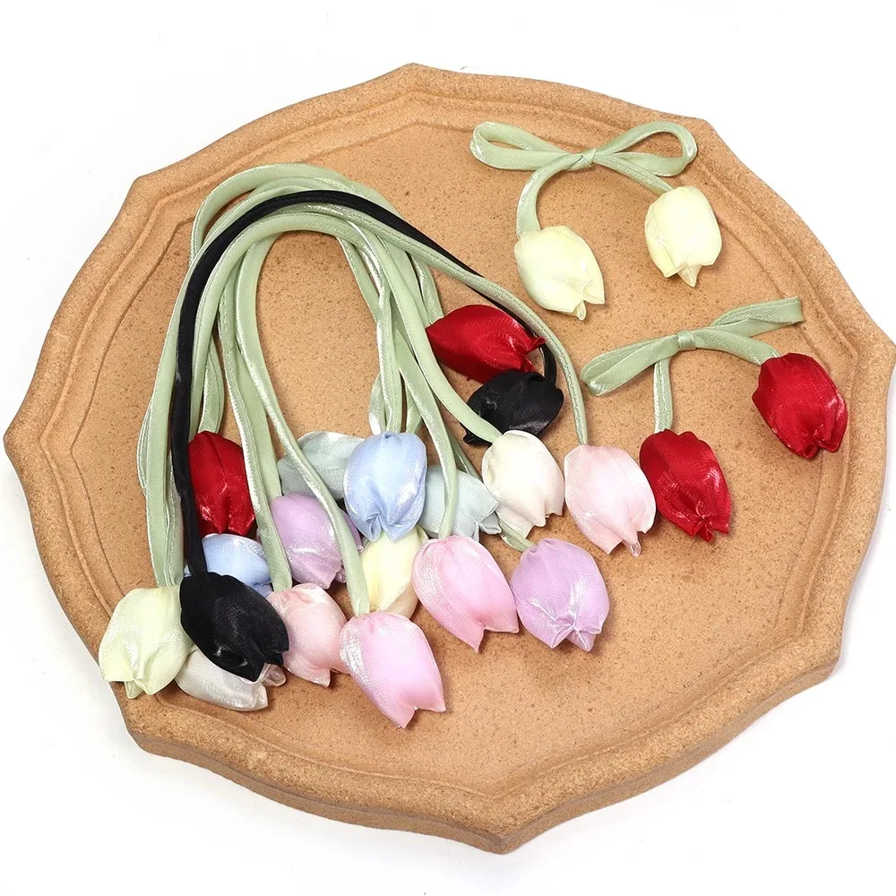 

10PCS/Lot Artificial Tulip Flower Colorful Clothing Dress Decoration Headband Hair Clip Decor DIY Fake Tulip Flowers