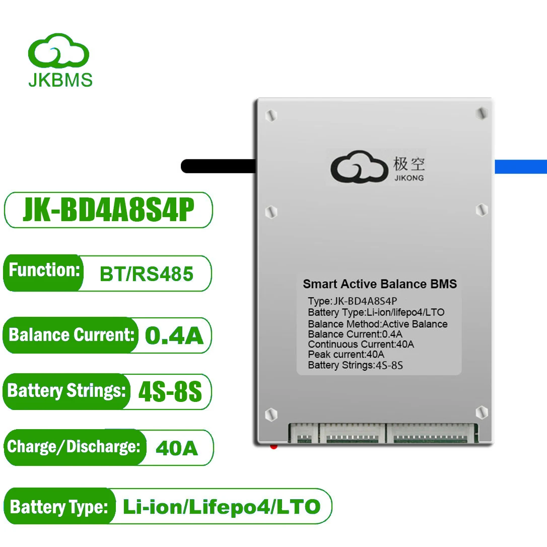 JK BMS 8S 24V 100A 120A 150A JIKONG 40A 60A Active Balance 18650 Lifepo4 Battery 4S 10S 12S 13S 14S 16S 48V 17S 20S Li-ion Ebike