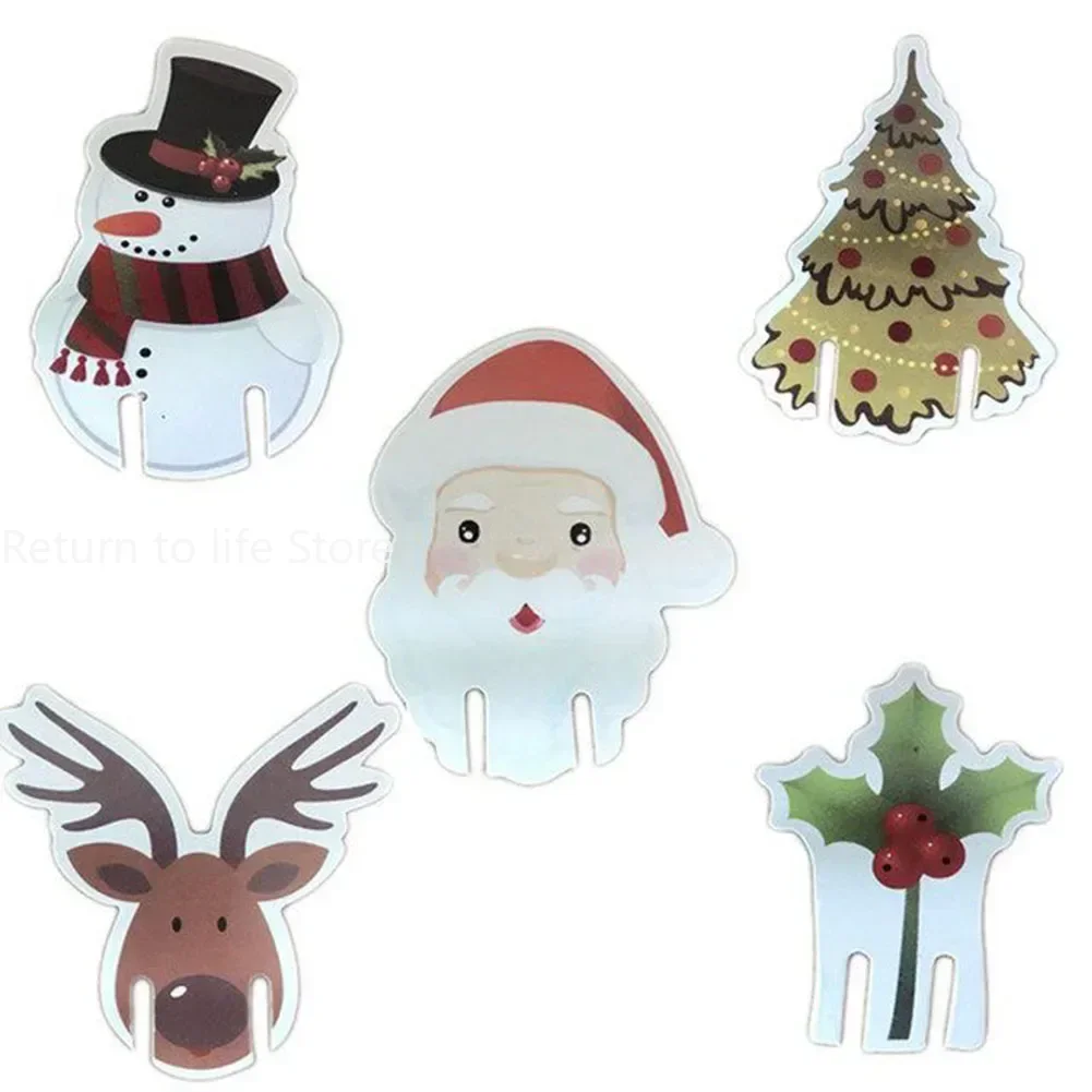 10pcs Christmas Glass Cup Card Santa Claus Hat Wine Glass Decor Ornaments Christmas Decorations Navidad Noel New Year