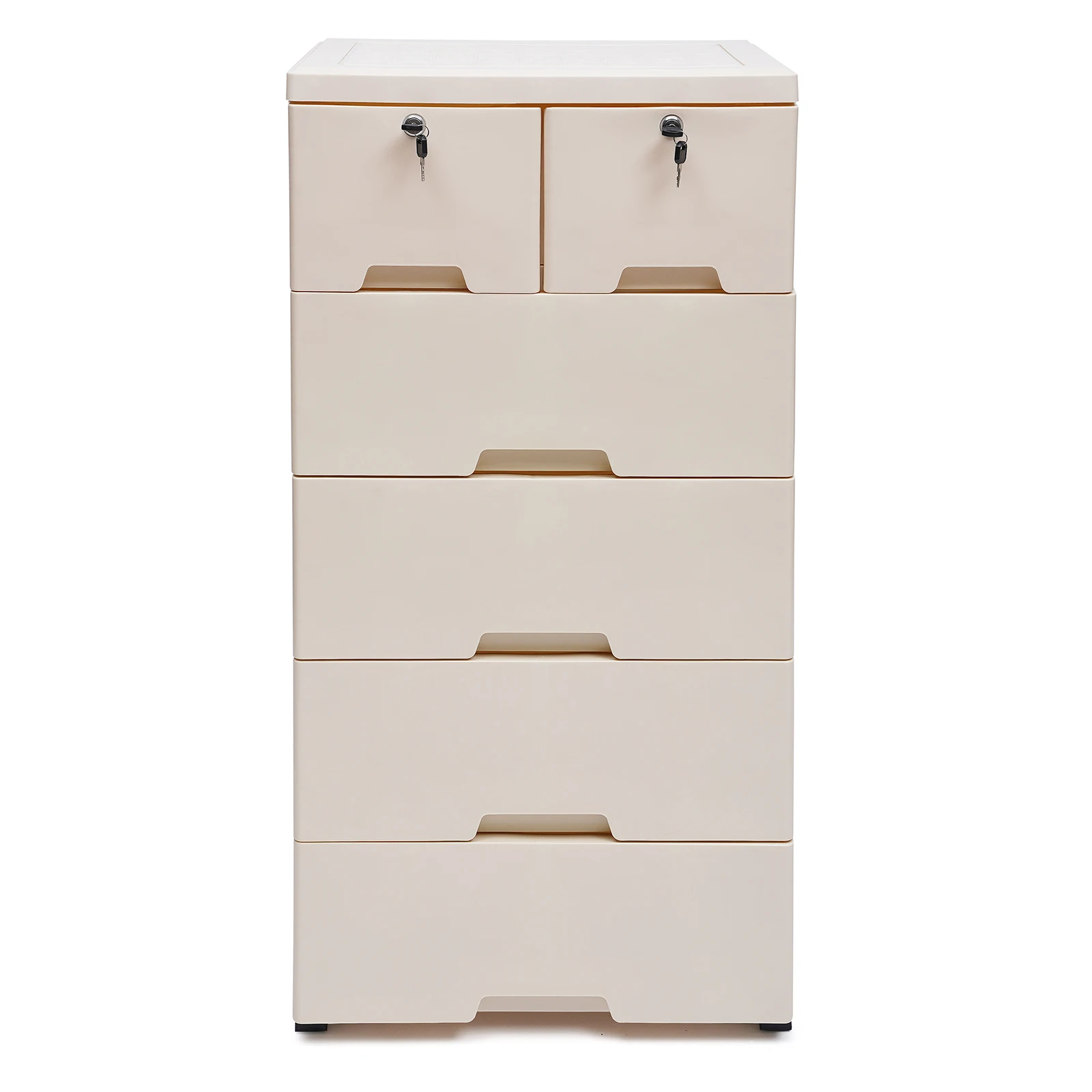 

Plastic Drawers Dresser for Bedroom Locked Storage Cabinet with 6 Drawers Craft Organizers and Storage for Clothes Towels Beige