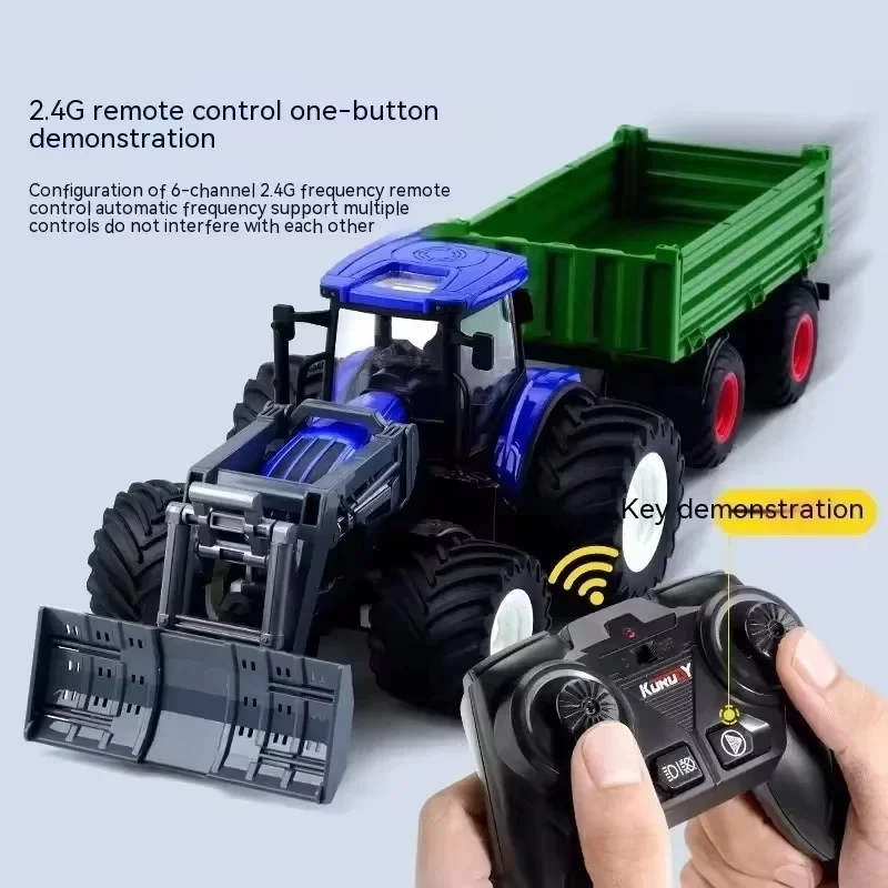 6601 Rc auto 1:24 legering op afstand bestuurbare tractor speelgoed koplampen simulatie elektrische boerderij vrachtwagen speelgoedset kind buiten verrassing speelgoed