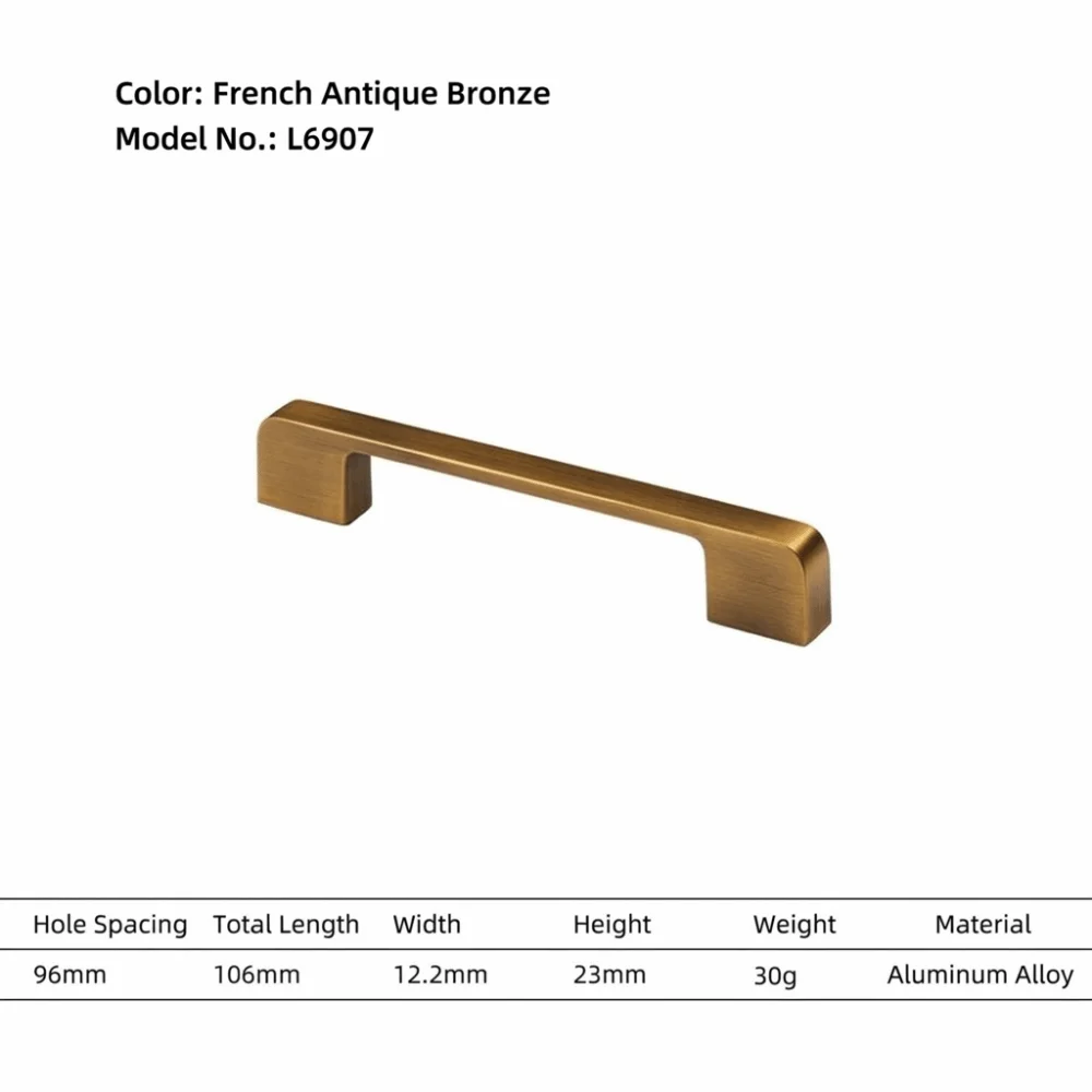 New Antique Bronze Cabinet Handles French Minimalist Furniture Knobs DIY Friendly Rounded Edges Wardrobe Handles Wardrobe