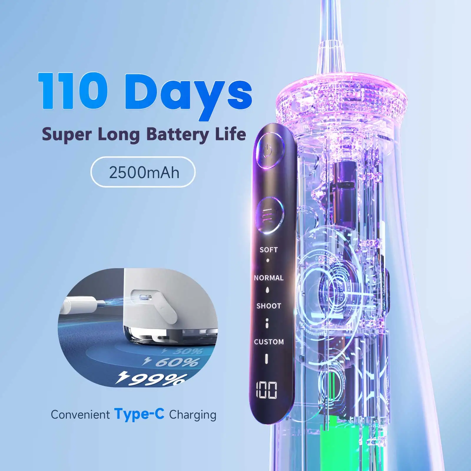 Mornwell 5032 Oral Irrigator Dental Teeth Whitening Home Appliance Sonic Water Flosser 280ML Tank Teeth Cleaner Dental Water Jet