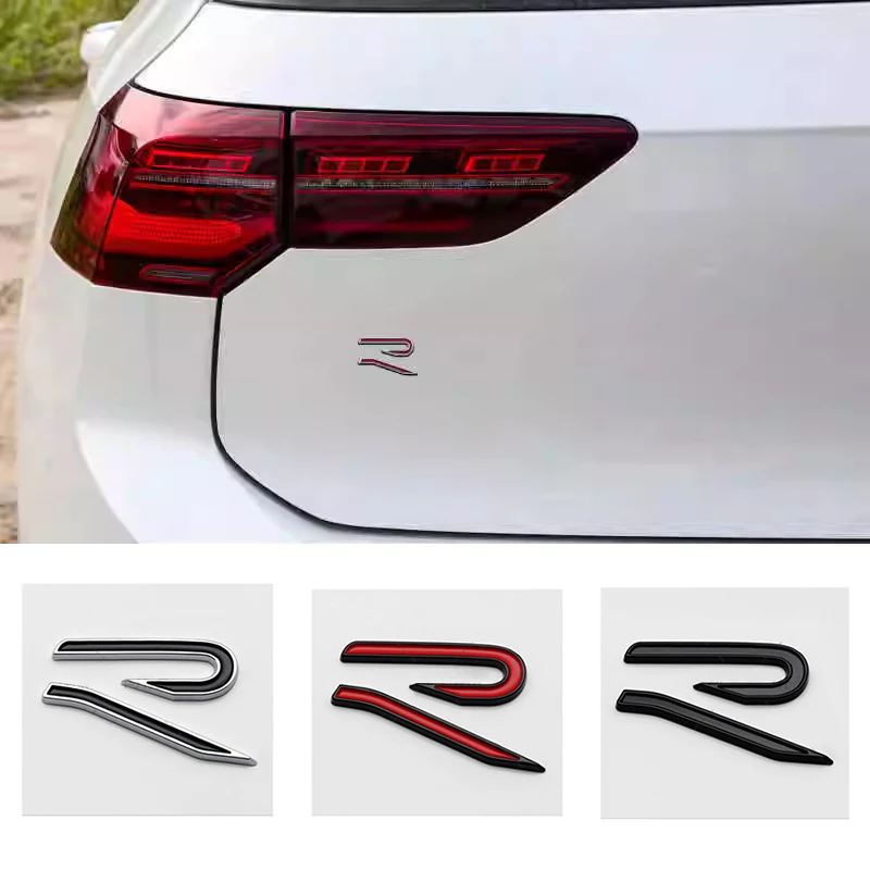 3D ABS New R Badge Rear Trunk Emblem Car Stickers Decal For VW Volkswagen Golf 6 7 8 GTI MK6 Mk7 MK8 Car Styling Accessories