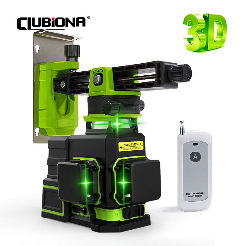 CLUBIONA ME12T 3D 12 Linie Green Laser Level Horizontale Vertikale Kreuz-Linie Selbst nivellierung Fernbedienung 5200mAh li-ion Batterie