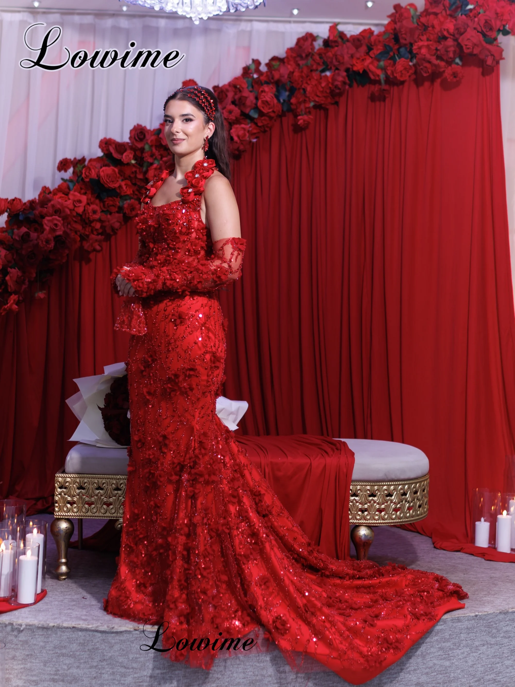 Newest Elegant Red Women's Prom Dresses 2027 Halter Wedding Party Dresses With Sleeves Coutures Vestidos De Cóctel Customized