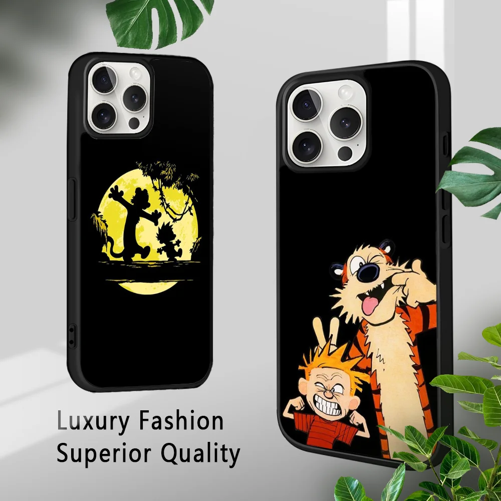 Cartoon C-Calvin And H-Hobbes Phone Case For iPhone 16 15 14 13 12 11 Pro Xs Max Mini Plus Celulares Hard Funda