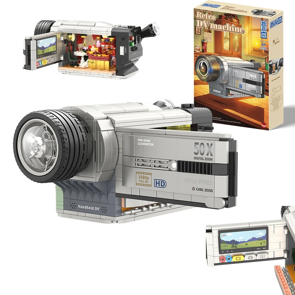 

603 шт., ретро DV машина, видеоцифровая камера, модель, строительные блоки, сборка кирпичей, игрушка в подарок для детей