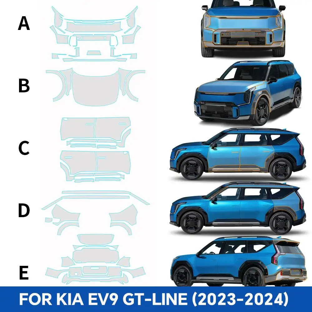 

For KIA EV9 GT-Line 2023-2024 TPU Paint Protection Film Self-Healing Clear Bra Pre-cut PPF Kit Car Body Anti-Scratch Resistant
