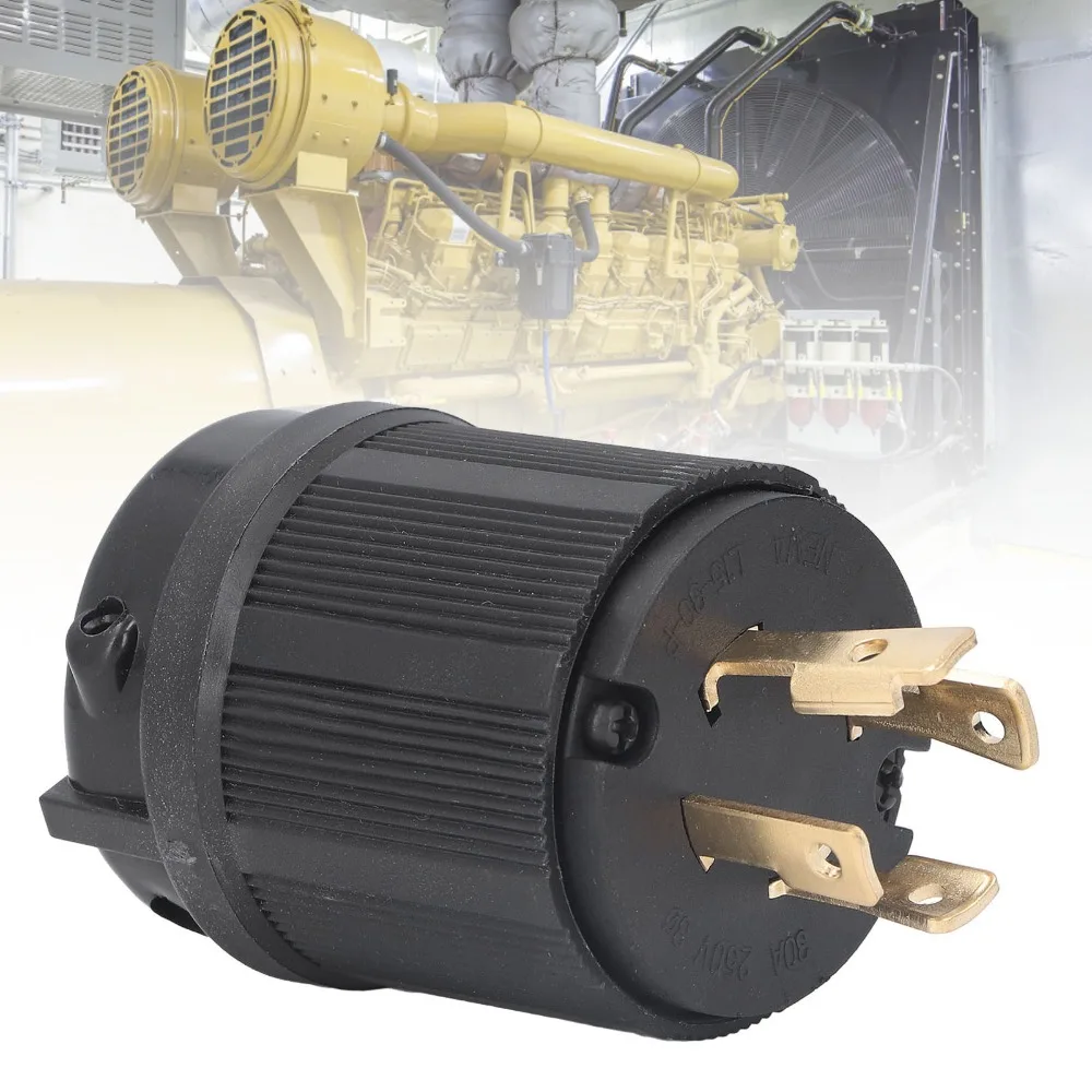 30A 250V NEMA L15-30P プラグ ツイストロック式 米国規格 ロックプラグ 3極 - 4線 工業用グレード 発電機コネクタ 発電機