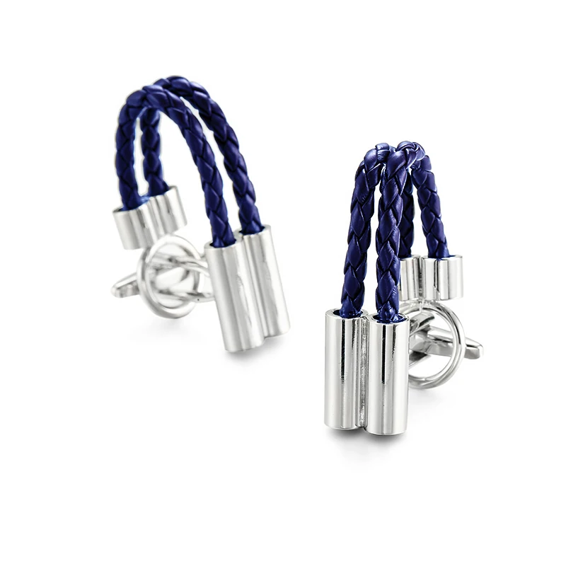 Blue cowhide rope cufflinks, high-quality and fashionable French style shirts sleeve accessories men's business clothing buttons