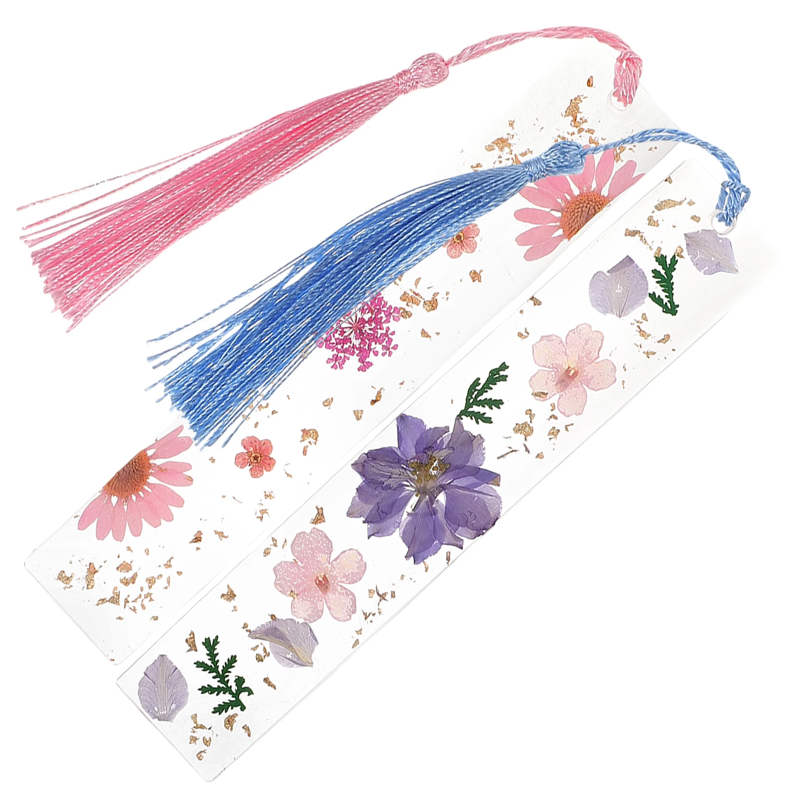 Segnalibro con fiori secchi di cancelleria da 2 pezzi Segnalibri con nappe in resina per gli amanti vintage