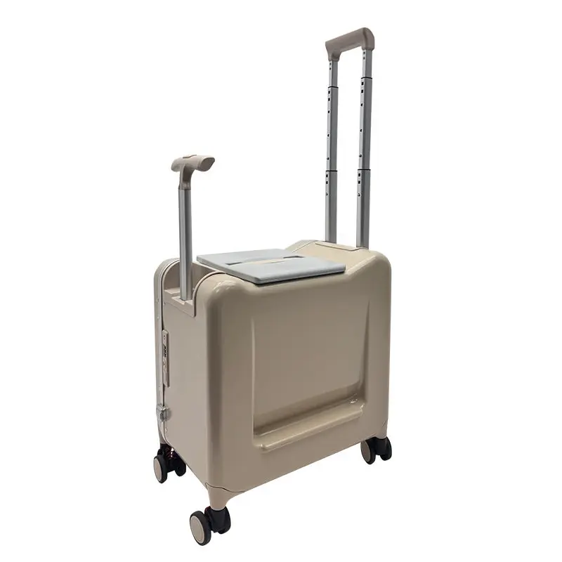

2026 New Children's Luggage with Double Trolley 20 inch Travel Ride on Suitcase Aluminum Frame Trolley Case Carry-on Suitcase