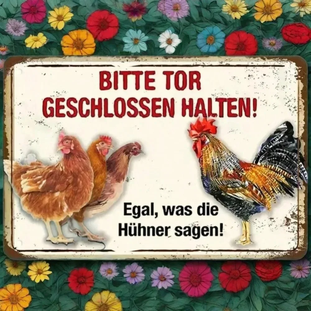 面白いチキンのヴィンテージサイン –「彼らが何と言っているかを気にしないでください」メタルデコレーション |   納屋の鶏小屋アート、部屋の装飾、ハロウィーンの装飾、家の装飾（Tik）